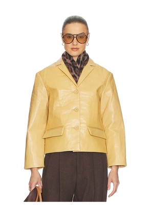 Helsa Puffy Leather Jacket in Mustard. Size L. Also in XXS, XS, S, M, XL.