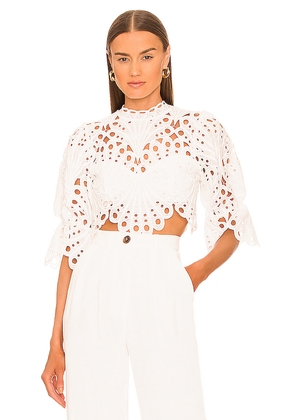 Michael Costello x REVOLVE Jovani Crop Top in White. Size M. Also in XXS, S, L.