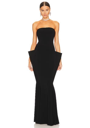 Norma Kamali Strapless Wing Fishtail Gown in Black. Size M. Also in XS, S, L.