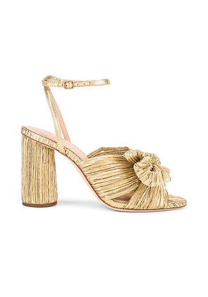 Loeffler Randall Camellia Bow Heel With Ankle Strap in Metallic Gold. Size 7. Also in 6.5.