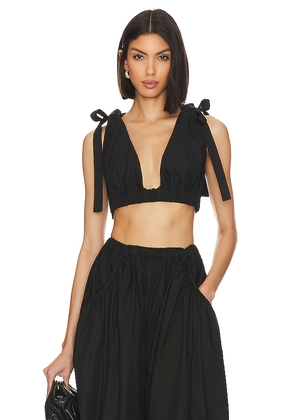 L'Academie Arman Poplin Crop Top in Black. Size XL. Also in L.