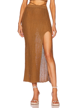Michael Costello x REVOLVE Sylvan Maxi Skirt in Brown. Size M. Also in XXS, XS, S, L, XL.