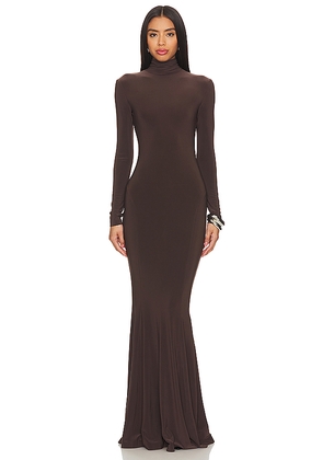 Norma Kamali x REVOLVE Fishtail Gown in Chocolate. Size M. Also in XS, S, L.