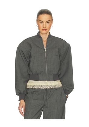 Helsa Wool Blend Bomber Jacket in Grey. Size L. Also in XXS, XS, S, M, XL.