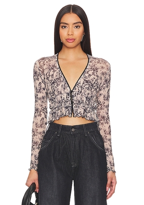 Only Hearts Afternoon Delight Ruched Cardi Top in Taupe. Size M. Also in XS, S, L, XL.