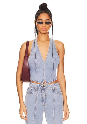 LIONESS Je Suis Halter Top in Blue. Size XL. Also in L.