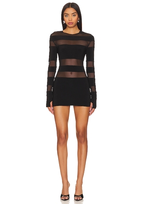 Norma Kamali Spliced Long Sleeve Pickleball Dress in Black. Size M. Also in XS, S, L, XL.