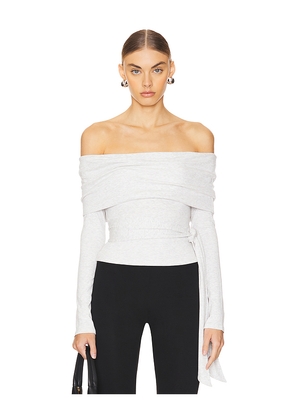 MORE TO COME Jani Off Shoulder Top in Light Grey. Size M. Also in L, S, XL.