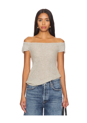 MORE TO COME Malia Open Back Knit Top in Beige. Size L. Also in XS, S, M.