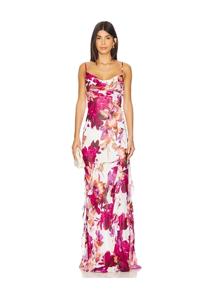 NICHOLAS Kamila Ruffle Cowl Maxi Dress in Pink. Size 2. Also in 0.