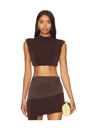Khanums Backless Cropped Tee in Brown. Size XL. Also in L.