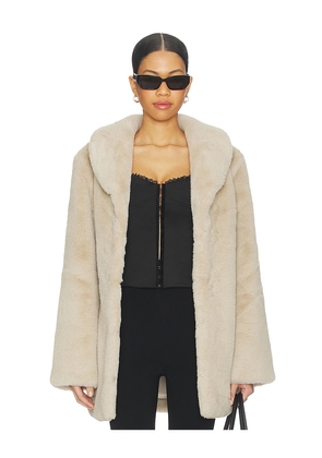 MAJORELLE Tatiana Faux Fur Coat in Beige. Size M. Also in L, S.