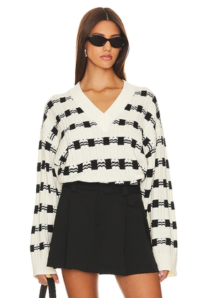 L'Academie Evran Check Sweater in White. Size M. Also in XS, XXS, S, L.