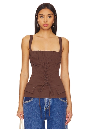 LIONESS In Bloom Top in Chocolate. Size L. Also in S, XS, XXS.