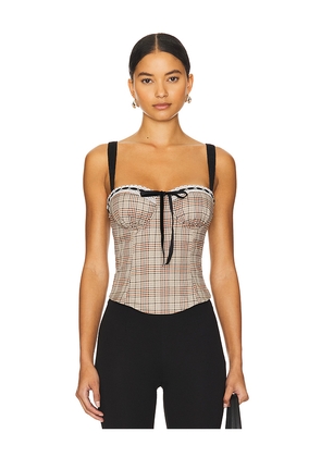 MORE TO COME Flora Corset Top in Brown. Size M. Also in L, S, XS, XXS.