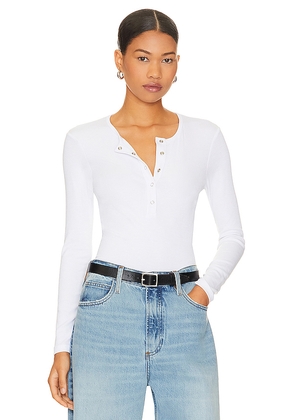 LNA Dalston Ribbed Henley Top in White. Size XL. Also in L.