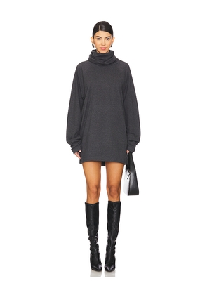 Norma Kamali Oversized Raglan Sleeve Turtleneck Mini Dress in Grey. Size M. Also in XS, S, L.