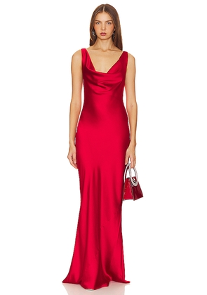 Norma Kamali Deep Drape Neck Gown in Red. Size XS. Also in XXS, S.