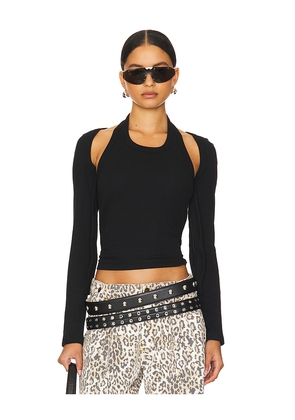 LIONESS Sculpted Long Sleeve Tank in Black. Size M. Also in S, XL, XS, XXS.