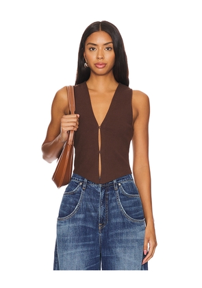 Lovers and Friends Margie Vest in Chocolate. Size S. Also in XS, XXS, M, L, XL.