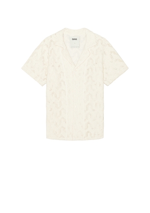 OAS Atlas Cuba Crochet Shirt in Cream. Size M. Also in S, XL/1X.