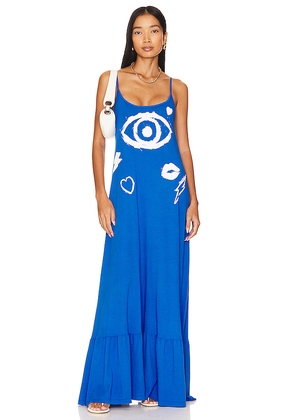 Lauren Moshi Beatrix Painted Evil Eye Dress in Blue. Size M. Also in L.