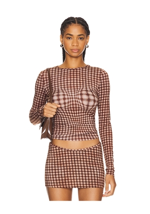 Miaou Long Sleeve Tee in Brown. Size M. Also in L, S, XL, XS, XXS.