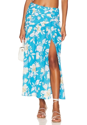 MINKPINK Zinnia Midi Skirt in Blue. Size S. Also in M, XL.