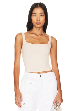 LNA Scoop Ribbed Tank in Ivory. Size M. Also in S, L, XL.