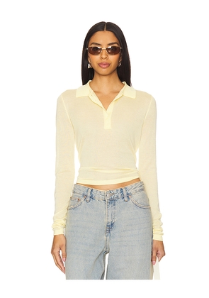 LIONESS Black Swan Polo Top in Lemon. Size M. Also in L, XS, XXL, XXS.