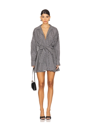 Norma Kamali Oversized Shirt Flared Mini Dress in Black,White. Size M. Also in XS, S, L, XXS.