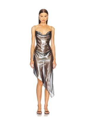 NBD The Harley Midi Dress in Metallic Silver. Size S. Also in M, L.