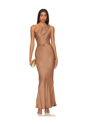 Karina Grimaldi Angelique Midi Dress in Tan. Size S. Also in L, XS.