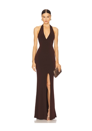 Nookie Illegal Halter Gown in Chocolate. Size M. Also in L, XL/1X.