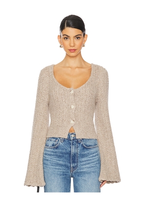 Nation Los Angeles Berenice Round Neck Cardigan in Cream. Size L. Also in XS, XL.