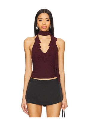 MAJORELLE Clara Top in Burgundy. Size M. Also in XS, XXS, S, L, XL.