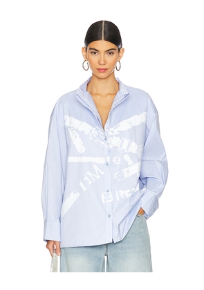 MARRKNULL Belts Shirt in Baby Blue. Size M. Also in S, L.