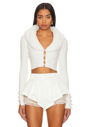 MAJORELLE Laurel Faux Fur Shawl Cardigan in Ivory. Size S. Also in XS, XXS, M.