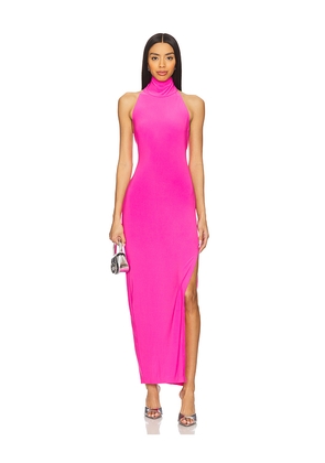 Norma Kamali x REVOLVE Halter Turtleneck Side Slit Gown in Pink. Size M. Also in XS, S, L, XL.