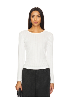 LESET Pointelle Long Sleeve in White. Size M. Also in L, S, XL, XS.
