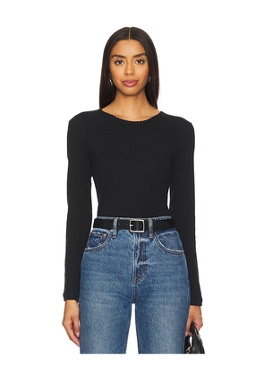 LESET Pointelle Long Sleeve in Black. Size M. Also in L, S, XL, XS.