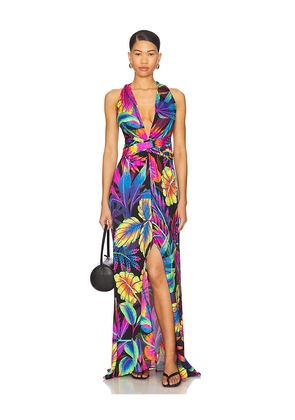 Luli Fama Neon Nights Maxi Dress in Fuchsia,Blue. Size M. Also in L, S, XS.