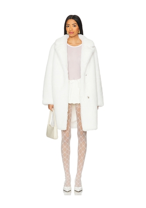 MORE TO COME Elaine Faux Fur Coat in White. Size L. Also in XS, S, M.