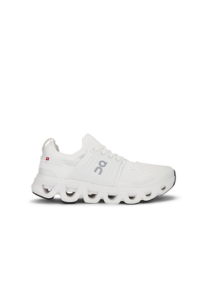 On Cloudswift 4 in White. Size 10.5. Also in 8.5, 9.5, 10, 11, 11.5, 12.5.