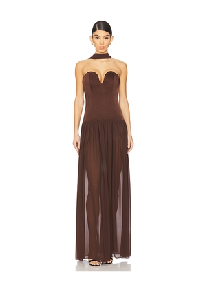 LPA Ada Corset Maxi Dress in Brown. Size M. Also in L.