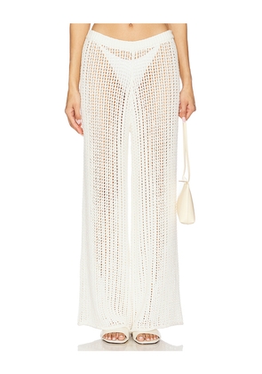 La Porte Mia Windowpane Knit Pant in Cream. Size XL. Also in L.