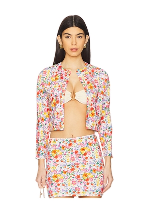 La Porte Lauren Swim Cardigan in Cream,Pink. Size S. Also in XS, L, XL.