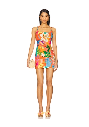 Kulani Kinis Beaded String Mini Dress in Orange. Size S. Also in XS.