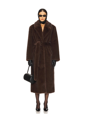 LAMARQUE Darelle Darelle Faux Fur Maxi Coat in Brown. Size M. Also in S, XL, XS.