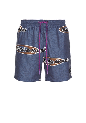 Maui and Sons Flying Disc Pool Short in Blue. Size M. Also in S, L, XL/1X.